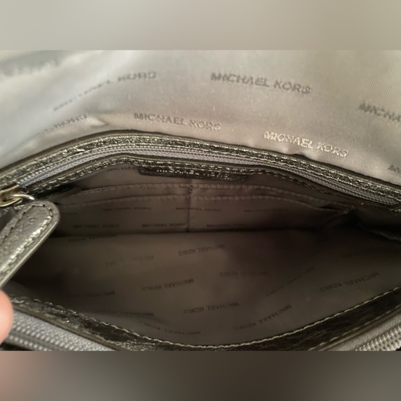 Michael Kors quilted metallic silver Sloan handbag purse silver chain ELNC~ - Picture 15 of 16